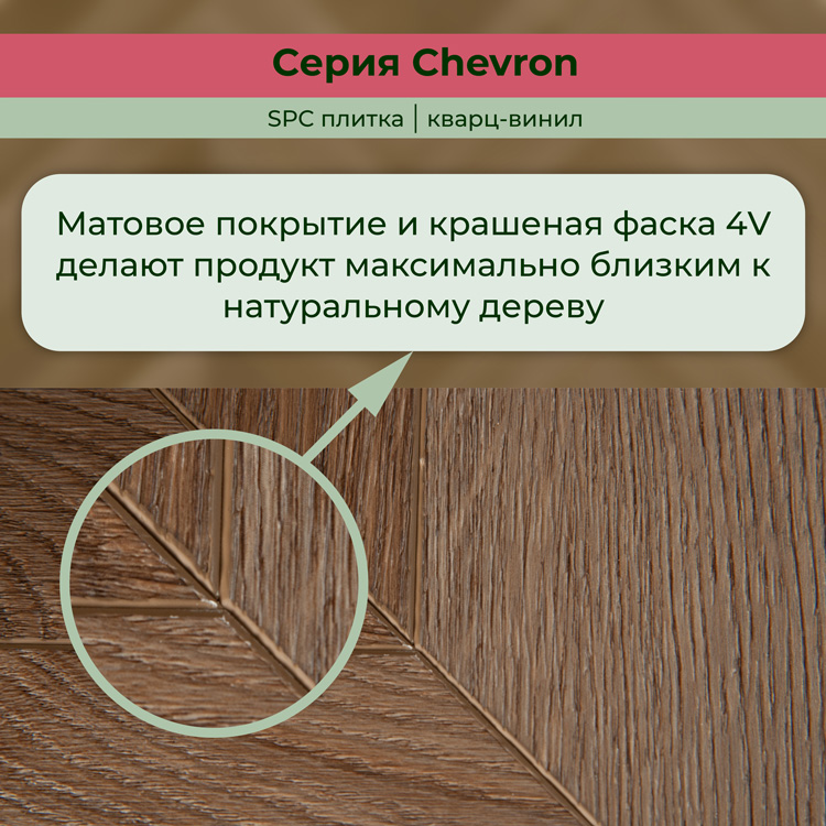45CH50 Кварцвинил замковый STRONG STEP Шеврон 125x610x5 Какао