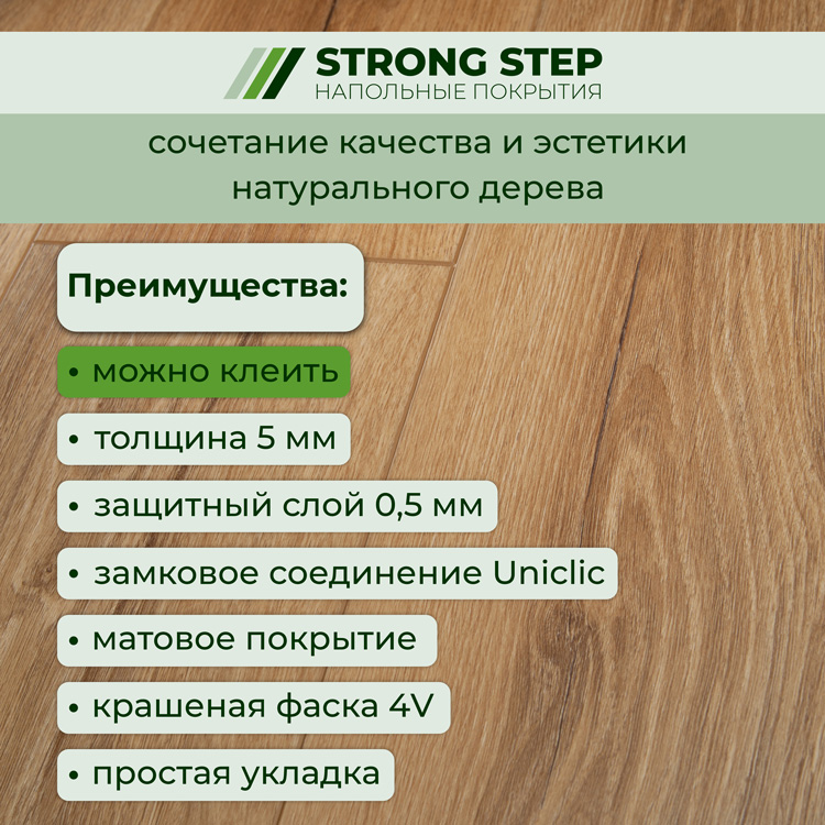 15EX12 Кварцвинил замковый STRONG STEP Эксперт 181x1220x5 Шале