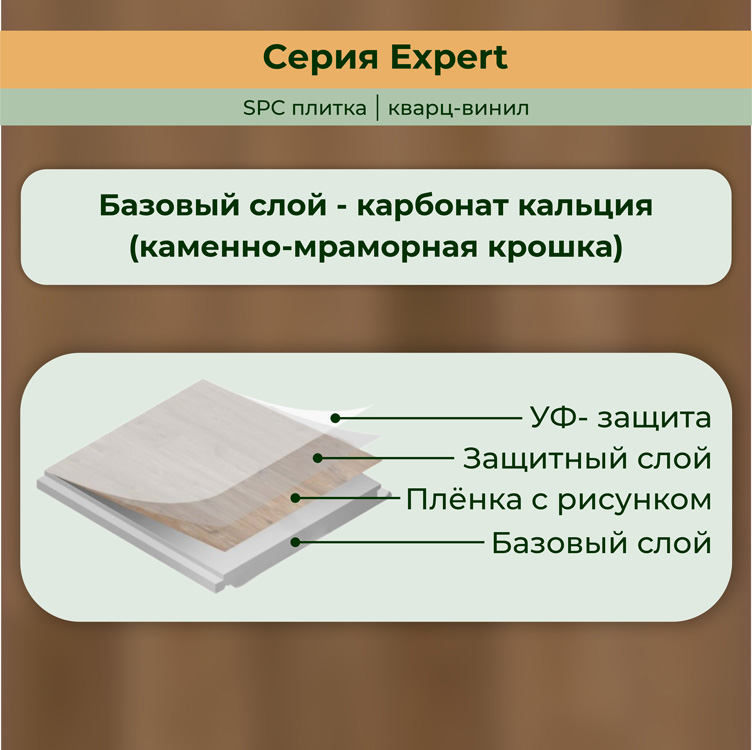 15EX11 Кварцвинил замковый STRONG STEP Эксперт 181x1220x5 Шоколад