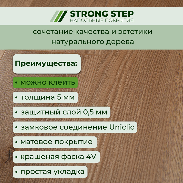 15EX18 Кварцвинил замковый STRONG STEP Эксперт 181x1220x5 Какао